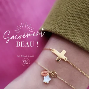 Bracelet médaille miraculeuse rose plaqué or